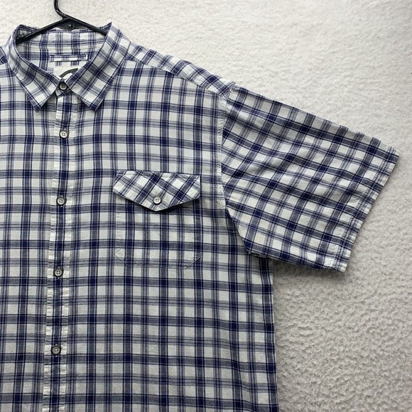 Mountain Khaki Button Up Shirt Mens XL X-Large Blue White Check Plaid Outdoors - Picture 2 of 13